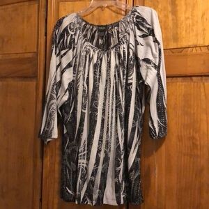 NWT Style & Co Black & White Embellished Blouse 3X